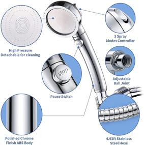 img 3 attached to 🚿 SINGSO High Pressure Handheld Shower Head with On Off Switch, Detachable Shower Head, 3 Spray Modes Shower Massager Handheld - Includes Hose and Adjustable Angle Bracket (Chrome)