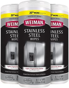 img 2 attached to 🧽 Weiman Stainless Steel Cleaner Wipes - 3 Pack | Fingerprints, Residue, Water Marks, Grease Remover for Appliances | Ideal for Refrigerators, Dishwashers, Ovens, Grills | Varying Packaging