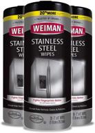 🧽 weiman stainless steel cleaner wipes - 3 pack | fingerprints, residue, water marks, grease remover for appliances | ideal for refrigerators, dishwashers, ovens, grills | varying packaging logo