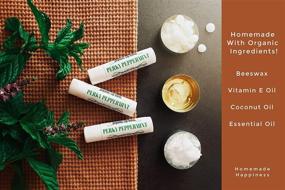 img 3 attached to Certified Organic Lip Balm by Homemade Happiness: Coconut Oil and Beeswax Base, Enriched 💄 with Organic Essential Oils, Vitamin E, and Only 4 All-Natural Ingredients. 3-Pack: Peppermint, Orange, and Lavender.