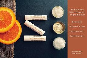 img 1 attached to Certified Organic Lip Balm by Homemade Happiness: Coconut Oil and Beeswax Base, Enriched 💄 with Organic Essential Oils, Vitamin E, and Only 4 All-Natural Ingredients. 3-Pack: Peppermint, Orange, and Lavender.