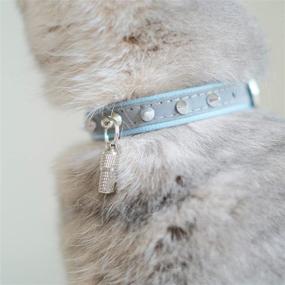 img 2 attached to 🐱 Stylish THUMBERLY PU Leather Cat Collar Reflective with ID Name Tag - Black: Adjustable, Durable Metal Buckle, Spiked Design – Perfect for Cats, Puppies, and Small Pets