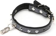 🐱 stylish thumberly pu leather cat collar reflective with id name tag - black: adjustable, durable metal buckle, spiked design – perfect for cats, puppies, and small pets логотип