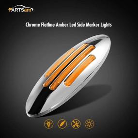 img 3 attached to 🚚 Partsam 4-Piece 6.6 Inch Flat-line Oval Trailer LED Side Marker and Turn Signal Lights in Amber with 18 Diodes, Surface Mount Design, Bullet Plug, Waterproof Front Fender LED Marker Lights Panel - 12V