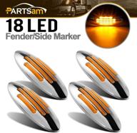 🚚 partsam 4-piece 6.6 inch flat-line oval trailer led side marker and turn signal lights in amber with 18 diodes, surface mount design, bullet plug, waterproof front fender led marker lights panel - 12v logo