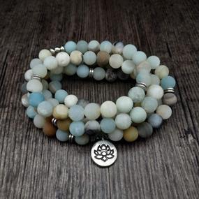 img 2 attached to 🧘 Enhance Self-Discovery: 108 Natural Beads Mala Yoga Bracelet with Divine Lotus Charm