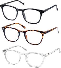 img 4 attached to 👓 Stylish Reading Glasses for Men and Women [1.25 Power] - Lightweight Frame - Set of 3 - Black, Tortoise, Clear