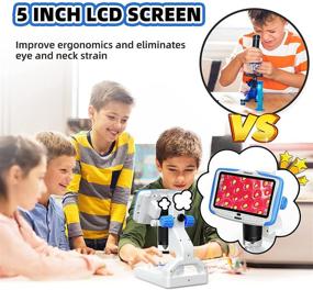 img 3 attached to 🔬 TOMLOV 5'' LCD Kids Microscope 300X: STEM Digital Microscope Kit with LED Base Light, 32GB SD Card, 12 Slides, Photo/Video Microscope for Children (6-14)