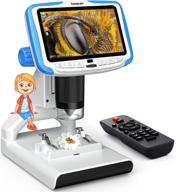 🔬 tomlov 5'' lcd kids microscope 300x: stem digital microscope kit with led base light, 32gb sd card, 12 slides, photo/video microscope for children (6-14) logo