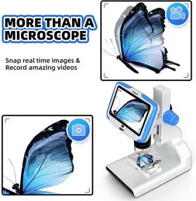 img 1 attached to 🔬 TOMLOV 5'' LCD Kids Microscope 300X: STEM Digital Microscope Kit with LED Base Light, 32GB SD Card, 12 Slides, Photo/Video Microscope for Children (6-14)