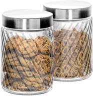 🍪 klikel glass jar set - 2000ml canisters with lids for kitchen counter - 2pc glass canister set - ideal cookie and food storage solution логотип