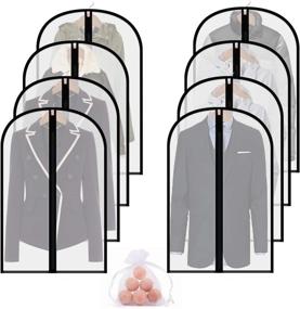 img 4 attached to 👕 Homeinda 8-Pack 40-Inch Clear Hanging Lightweight Breathable Dust Cover Suit Garment Bags with Balls and Sturdy Full Zipper for Clothes Storage and Travel