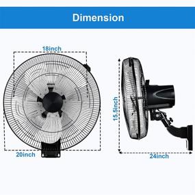 img 2 attached to HealSmart 18 Inch Wall Mount Fan with 90° Oscillation - 5 Speeds, Black, 1-Pack