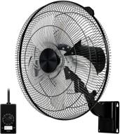 healsmart 18 inch wall mount fan with 90° oscillation - 5 speeds, black, 1-pack логотип