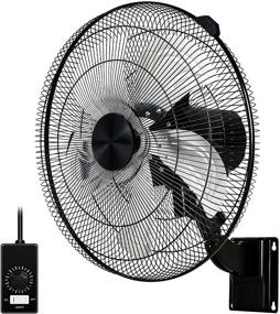 img 4 attached to HealSmart 18 Inch Wall Mount Fan with 90° Oscillation - 5 Speeds, Black, 1-Pack