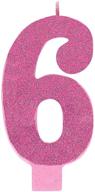 🎂 amscan large pink glitter numeral candle, 5 1/4 inches logo