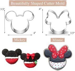 img 2 attached to 🍪 COTEY Cookie Cutters Set of 6 - 4" to 3" Mickey & Minnie Mouse Unicorn Dinosaur Heart Star Hot Biscuit Cake Fondant Pancake Cutter Mold for Kids - Perfect for Holiday Celebration Birthday Party!