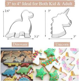 img 1 attached to 🍪 COTEY Cookie Cutters Set of 6 - 4" to 3" Mickey & Minnie Mouse Unicorn Dinosaur Heart Star Hot Biscuit Cake Fondant Pancake Cutter Mold for Kids - Perfect for Holiday Celebration Birthday Party!