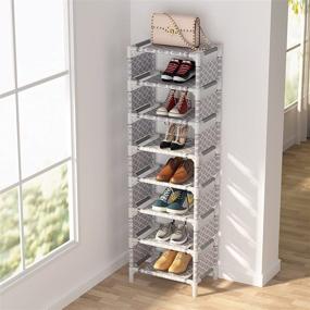 img 2 attached to Space-Saving Vertical Shoe Rack, Narrow Shoe Shelf 👞 Organizer for Entryway Door – 8 Tiers, Light Grey