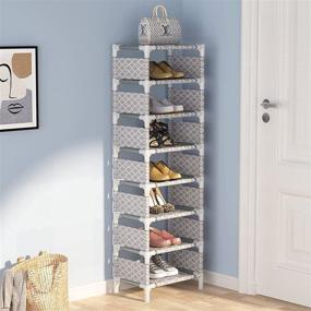 img 3 attached to Space-Saving Vertical Shoe Rack, Narrow Shoe Shelf 👞 Organizer for Entryway Door – 8 Tiers, Light Grey