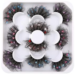 img 1 attached to 🦋 Breathtaking Fluffy Wispy Faux Mink Lashes: Perfect for Festival, Halloween, Christmas & Cosplay Party - 25MM Dramatic 3D Star Butterfly Snow Decorative Fake Eyelashes