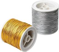 🎁 lujue metallic elastic cords: versatile metallic stretch cord for diy crafts, gift wrapping, jewelry making - 64m / 70yards (gold and silver) logo