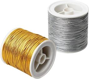 img 4 attached to 🎁 LUJUE Metallic Elastic Cords: Versatile Metallic Stretch Cord for DIY Crafts, Gift Wrapping, Jewelry Making - 64m / 70Yards (Gold and Silver)