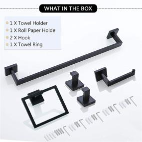 img 3 attached to 🛁 Stylish and Durable TNOMS Bathroom Hardware Set: Matte Black Towel Bar Set, Stainless Steel, 23.6-Inch Wall Mounted Design