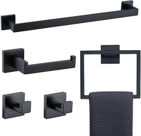 img 4 attached to 🛁 Stylish and Durable TNOMS Bathroom Hardware Set: Matte Black Towel Bar Set, Stainless Steel, 23.6-Inch Wall Mounted Design