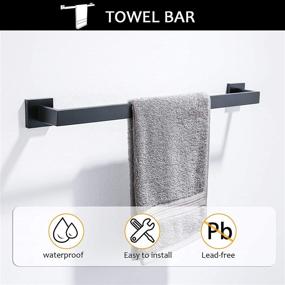 img 1 attached to 🛁 Stylish and Durable TNOMS Bathroom Hardware Set: Matte Black Towel Bar Set, Stainless Steel, 23.6-Inch Wall Mounted Design