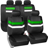 fh group leather full set seat covers - green, airbag safe & split bench ready - pu006green115 logo