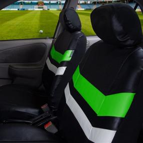 img 3 attached to FH Group Leather Full Set Seat Covers - Green, Airbag Safe & Split Bench Ready - PU006GREEN115