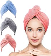 🧖 super absorbent microfiber hair towel - 3 pack hair towel wrap for women with curly, long and thick hair - anti frizz hair drying towel logo