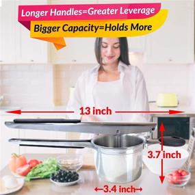 img 3 attached to VITA KCHN Stainless Steel Potato Ricer Kitchen Tool with Bonus Julienne 🥔 & Peeler - Heavy Duty, Large Capacity for Mashed Potatoes, Fruits, Veggies & More