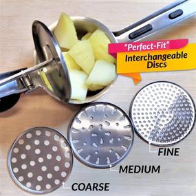 img 2 attached to VITA KCHN Stainless Steel Potato Ricer Kitchen Tool with Bonus Julienne 🥔 & Peeler - Heavy Duty, Large Capacity for Mashed Potatoes, Fruits, Veggies & More