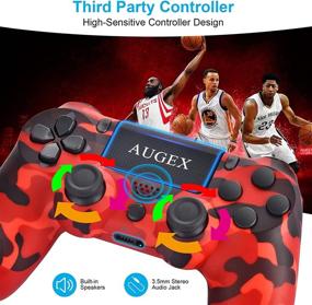 img 3 attached to 🎮 AUGEX 2 Pack PS4 Wireless Controller - Compatible with Playstation 4, Alpine Green and Red Camo Gamepad and Joysticks for Enhanced Control - Ideal Remote Gift for Men, Kids, Women, and Girls