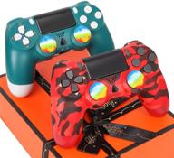 🎮 augex 2 pack ps4 wireless controller - compatible with playstation 4, alpine green and red camo gamepad and joysticks for enhanced control - ideal remote gift for men, kids, women, and girls logo