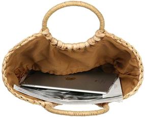 img 1 attached to Women's Handbag: Summer Rattan Top Handle Hand Woven - Handbags & Wallets