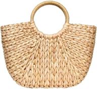 women's handbag: summer rattan top handle hand woven - handbags & wallets logo