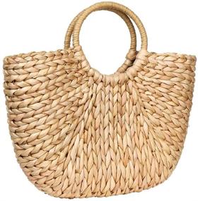 img 3 attached to Women's Handbag: Summer Rattan Top Handle Hand Woven - Handbags & Wallets