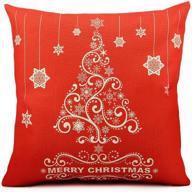 red homar throw pillow covers - christmas tree pattern decorative pillow case - washable cotton linen square zippered pillowcase cushion cover in standard size 18 x 18 for couch sofa bed home décor logo
