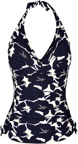 img 4 attached to 🌸 Hilor Chrysanthemum Shirred Tankini Swimwear for Women's Clothing