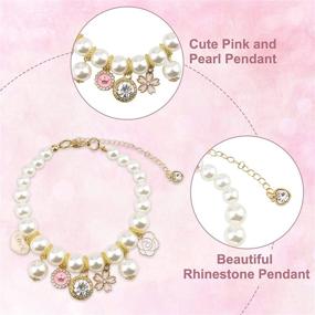 img 2 attached to 🐱 HACRAHO Pet Pearl Collar Necklace with Bling Rhinestone Decor, 1 Pack, Adjustable Cat & Small Dog Crystal Necklace, M Size