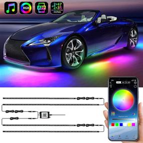 img 4 attached to 🚗 Enhance Your Car's Exterior with Dream Color Chasing Underglow LED Strip Lights, 16 Million Colors, Sound Activated – Wireless APP Control, DC 12-24V (2x47inch+2x35inch)