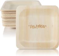 🍽️ mr. and mrs. disposable plates - 100% natural wedding plates, eco-friendly alternative to paper & plastic plates (5.5" x 5.5", 50-pack) logo