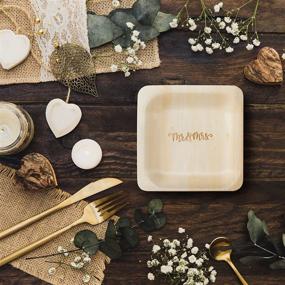 img 3 attached to 🍽️ Mr. and Mrs. Disposable Plates - 100% Natural Wedding Plates, Eco-Friendly Alternative to Paper & Plastic Plates (5.5" x 5.5", 50-Pack)