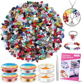 img 4 attached to 📿 Natural Chip Stone Beads for Jewelry Making - Cludoo 707Pcs Multicolor Crystal Stone Beads with 6 Rolls of Jewelry Wires and 1 Craft Tweezer for Bracelet Necklace Earrings - Complete Jewelry Making Supplies Set