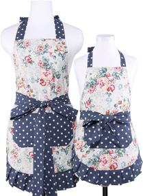 img 4 attached to 👩 NEOVIVA Cotton Flirty Kitchen Apron with Large Pocket for Mother and Daughter, Enhanced Lining, Kathy Style