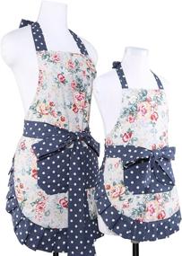 img 3 attached to 👩 NEOVIVA Cotton Flirty Kitchen Apron with Large Pocket for Mother and Daughter, Enhanced Lining, Kathy Style