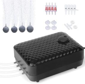 img 4 attached to HITOP 8W High-Performance Aquarium Air Pump, 4 Outlets 250GPH Fish Tank Air Pump, Silent Aquarium Aerator with Complete Accessories